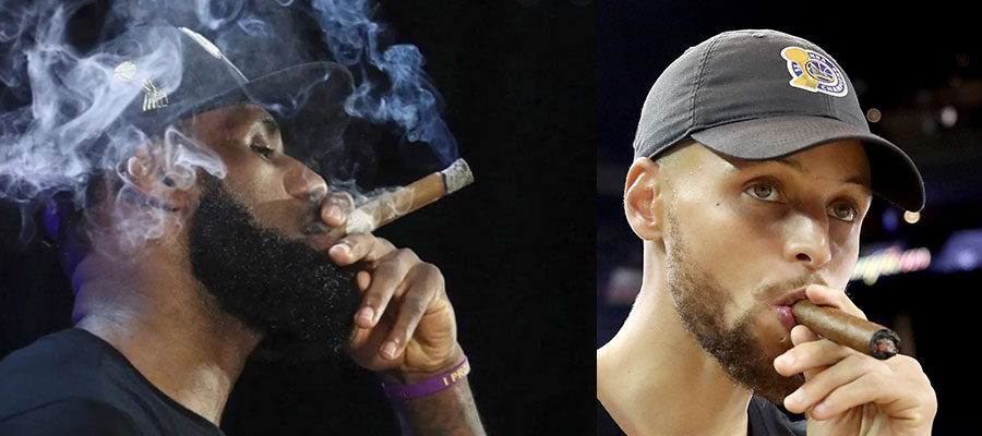 Lebron e Curry festejam com charutos